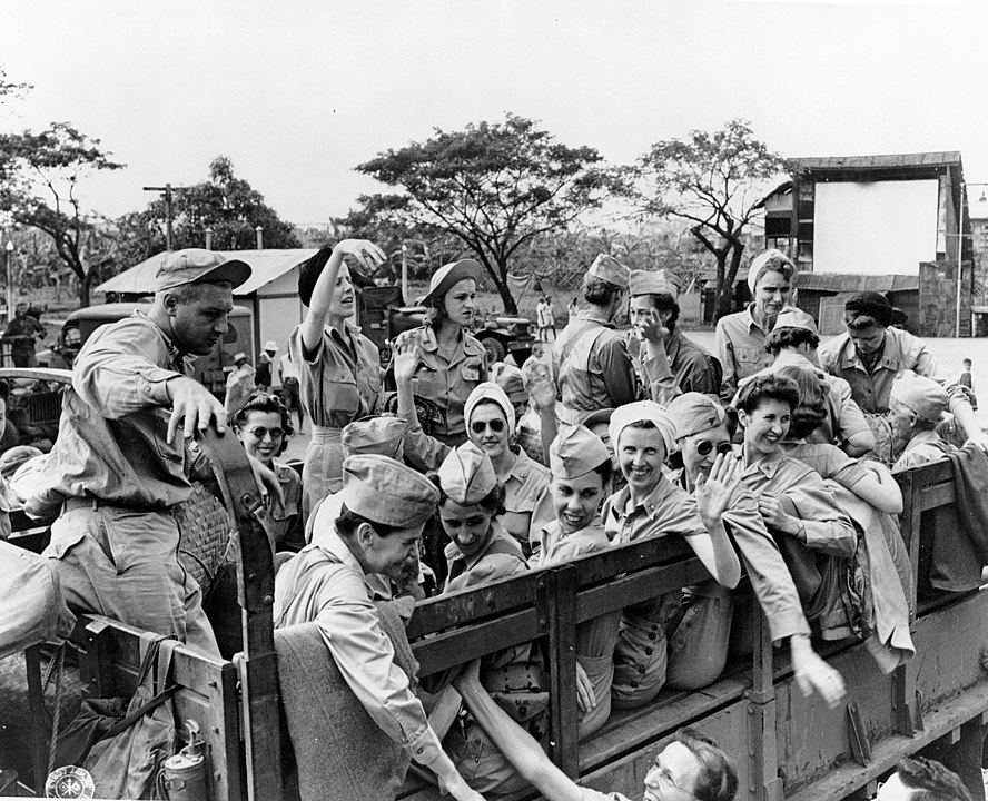 Angels of Bataan in a truck after liberation. Santo Tomas, Philippines - 1945.