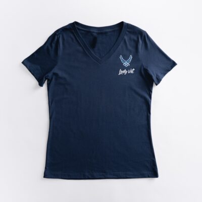 US Air Force Lady Vet V-Neck Tee in Navy Blue
