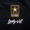 Close Up of US Army Lady Vet Tee in black