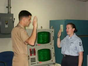 Safe Place: An enlisted Navy Sailor Reenlists.