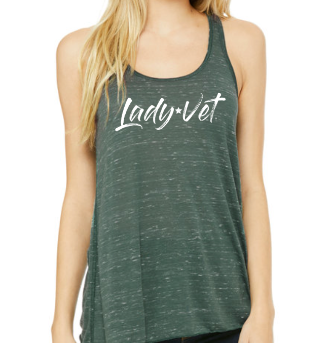Lady Vet Logo Tank Green - Front